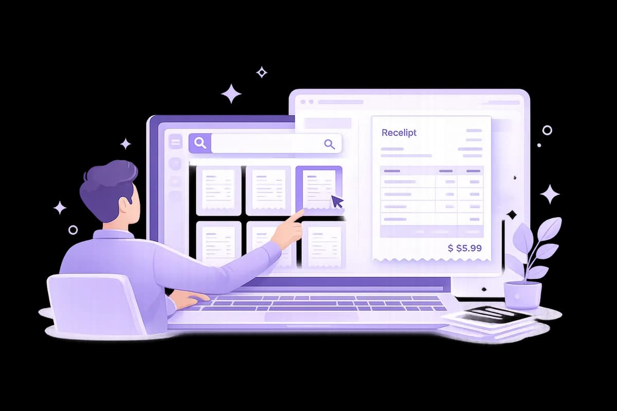User browsing and selecting a receipt template in the ReceiptsWorld editor
